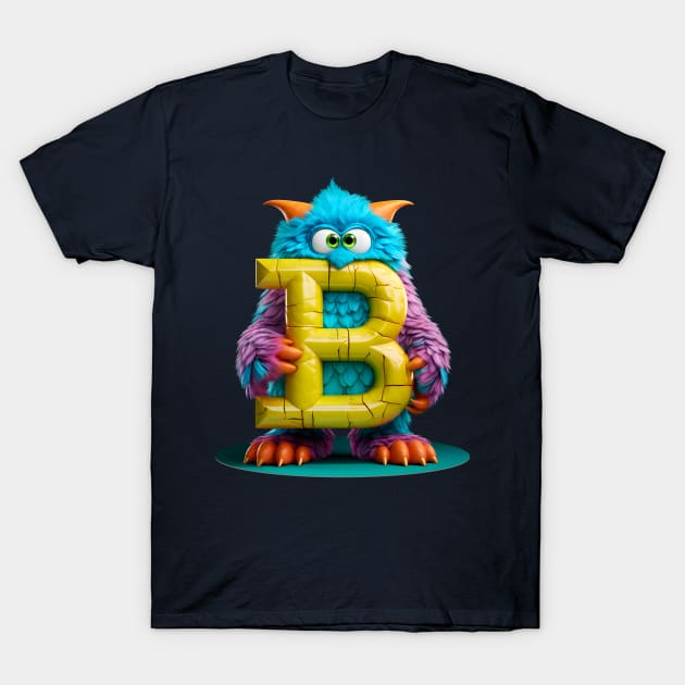 Adorable Kids Monster Alphabet Letter B Funny Back to School T-Shirt by Ariela-Alez